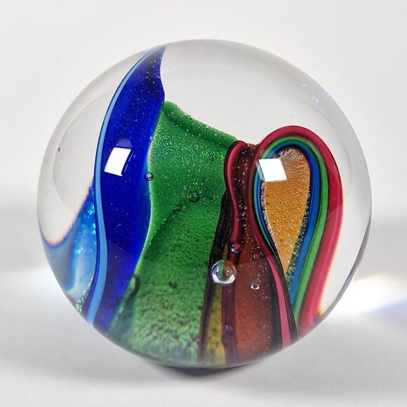 Glass Eye Studio Dichroic Infinity Paperweight Glitter Rainbow Seattle 3 inch - Picture 7 of 12